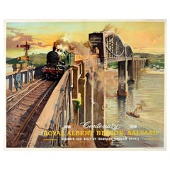 Original Vintage Railway Poster Royal Albert Bridge Saltash Cuneo Devon Cornwall