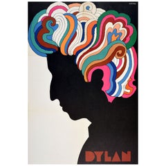 Original Vintage Music Poster Bob Dylan Milton Glaser Psychedelic Design Art