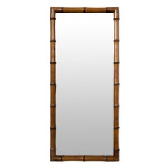 French Turn of the Century Faux Bamboo Brown Mirror with Clean Lines, circa 1900