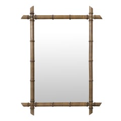 French Turn of the Century Faux Bamboo Mirror with Intersecting Corners, 1900s