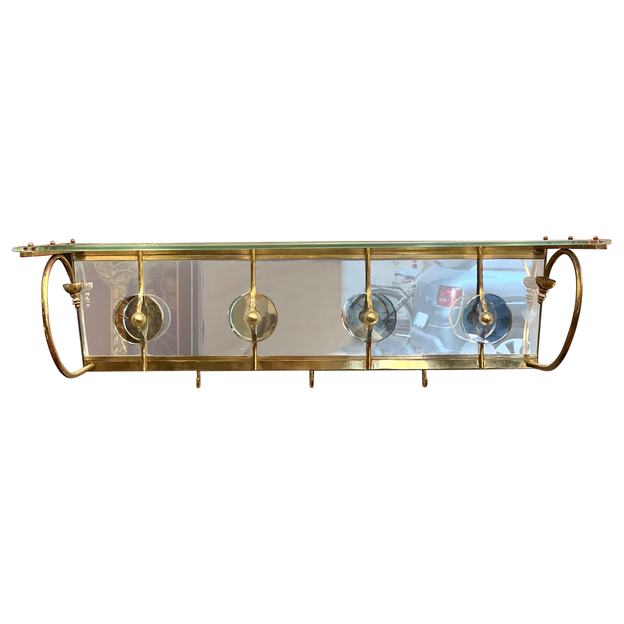 Vintage Crystal and Brass Coat Racks by Luigi Brusotti 1950s For Sale