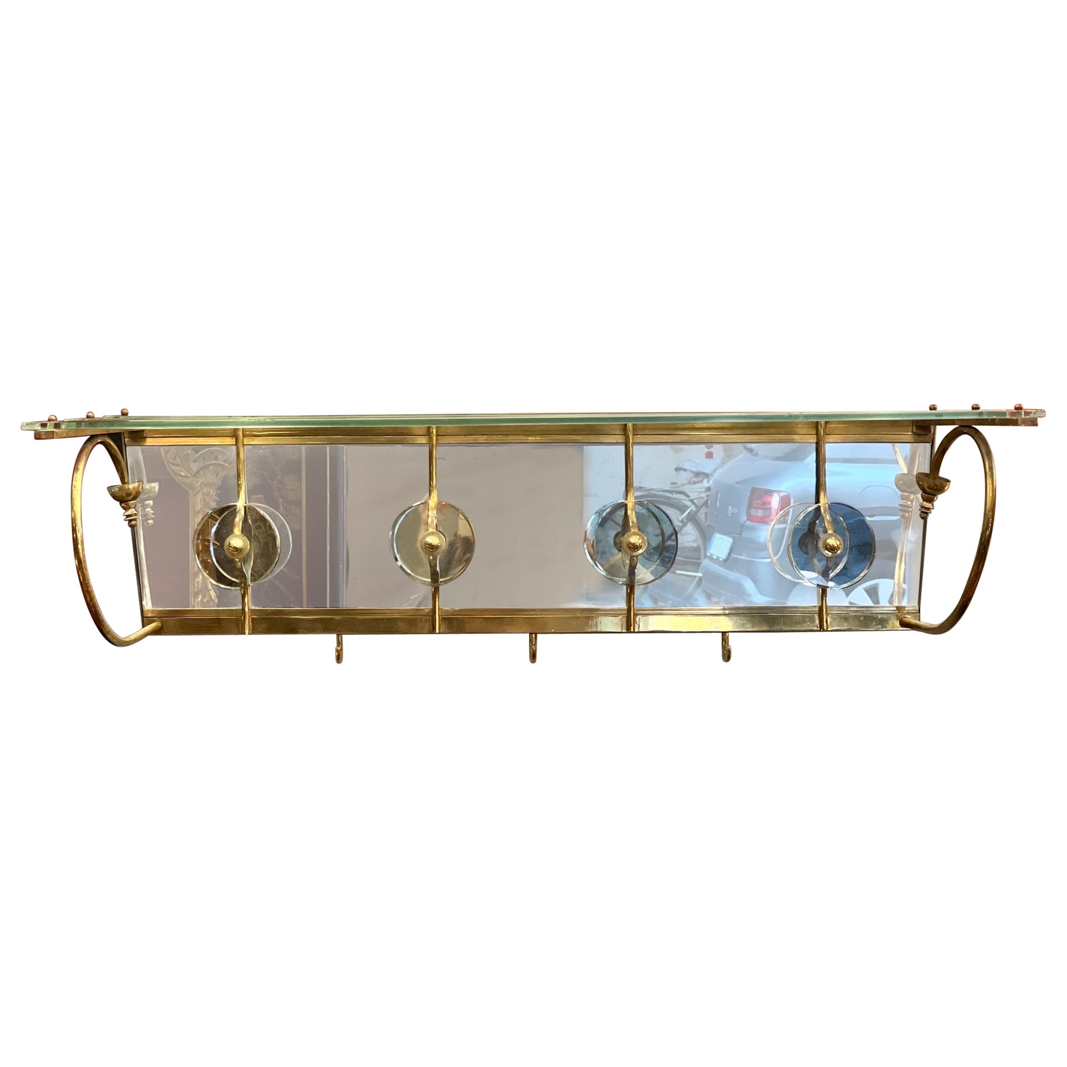 Vintage Crystal and Brass Coat Racks, 1950s