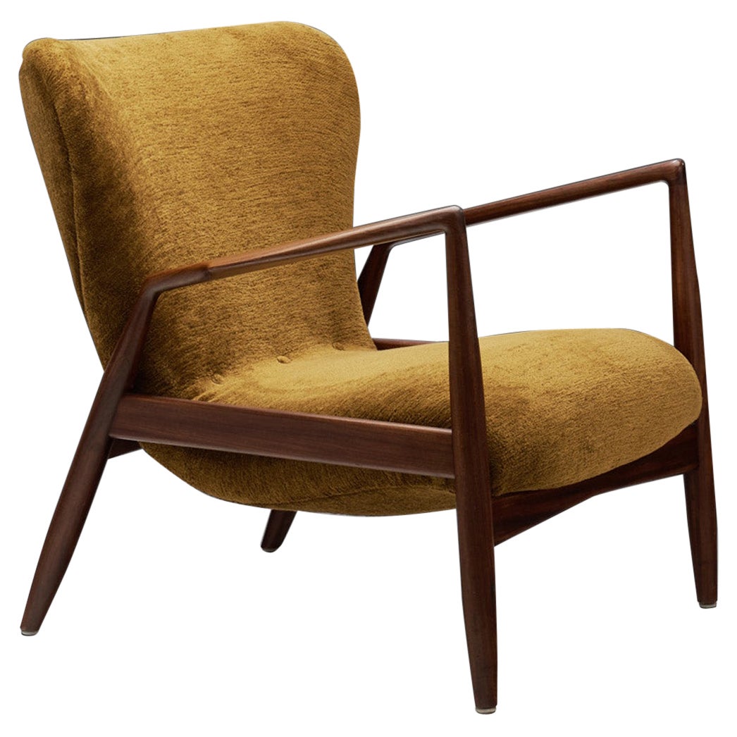 Ib Kofod-Larsen "Sälen" Stuhl mit gepolstertem Sitz für OPE Möbler, Schweden 1950er Jahre