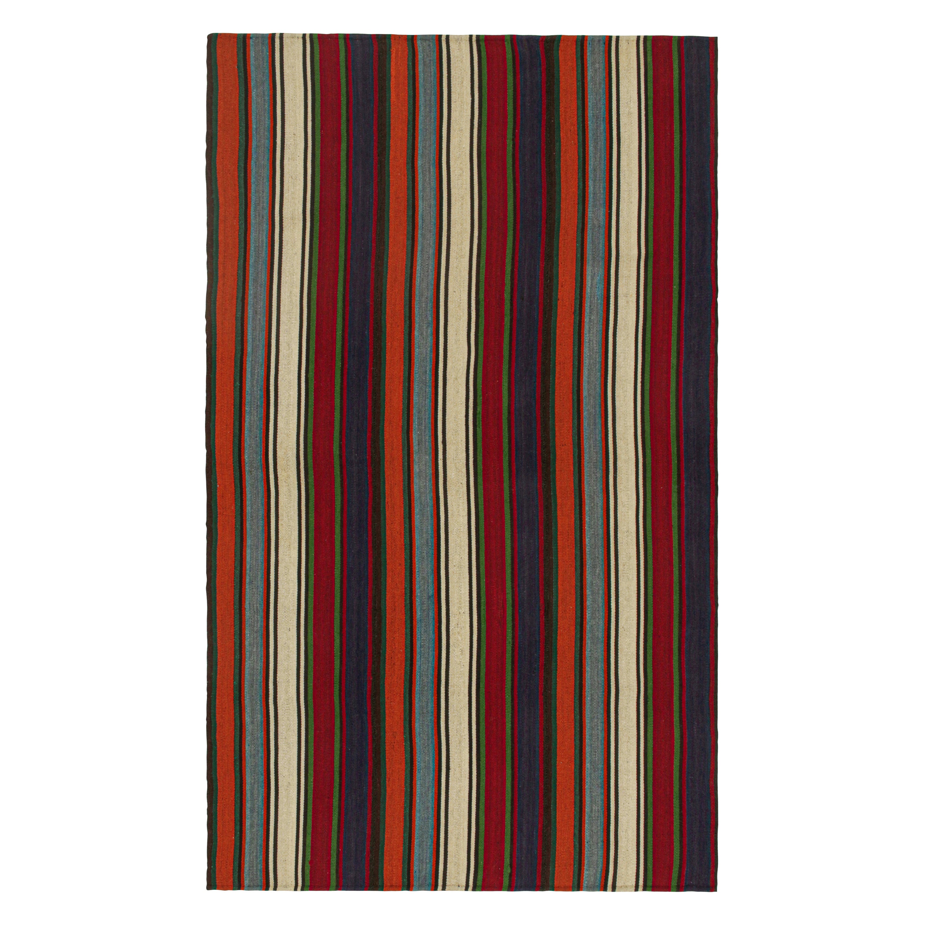 Vintage Persian Kilim with Vibrant Polychromatic Stripes by Rug & Kilim For Sale