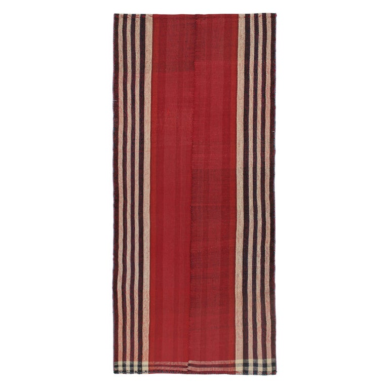 Vintage Persian Kilim Runner in Red with Blue and White Stripes by Rug