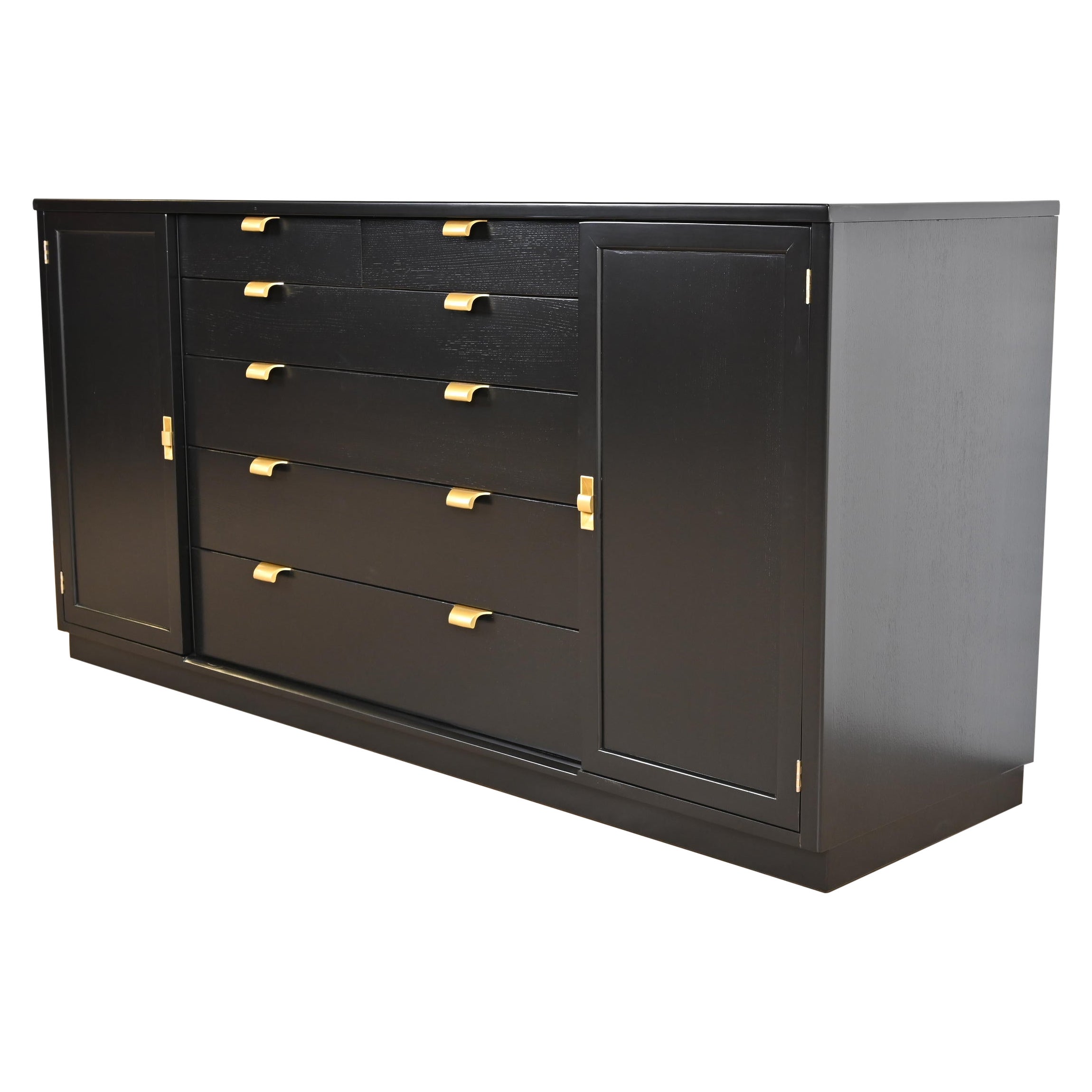 Edward Wormley for Drexel Black Lacquered Sideboard Credenza, Newly Refinished For Sale