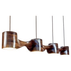 N2-4 Pendant Lamp in Solid Walnut and Gold Leaf