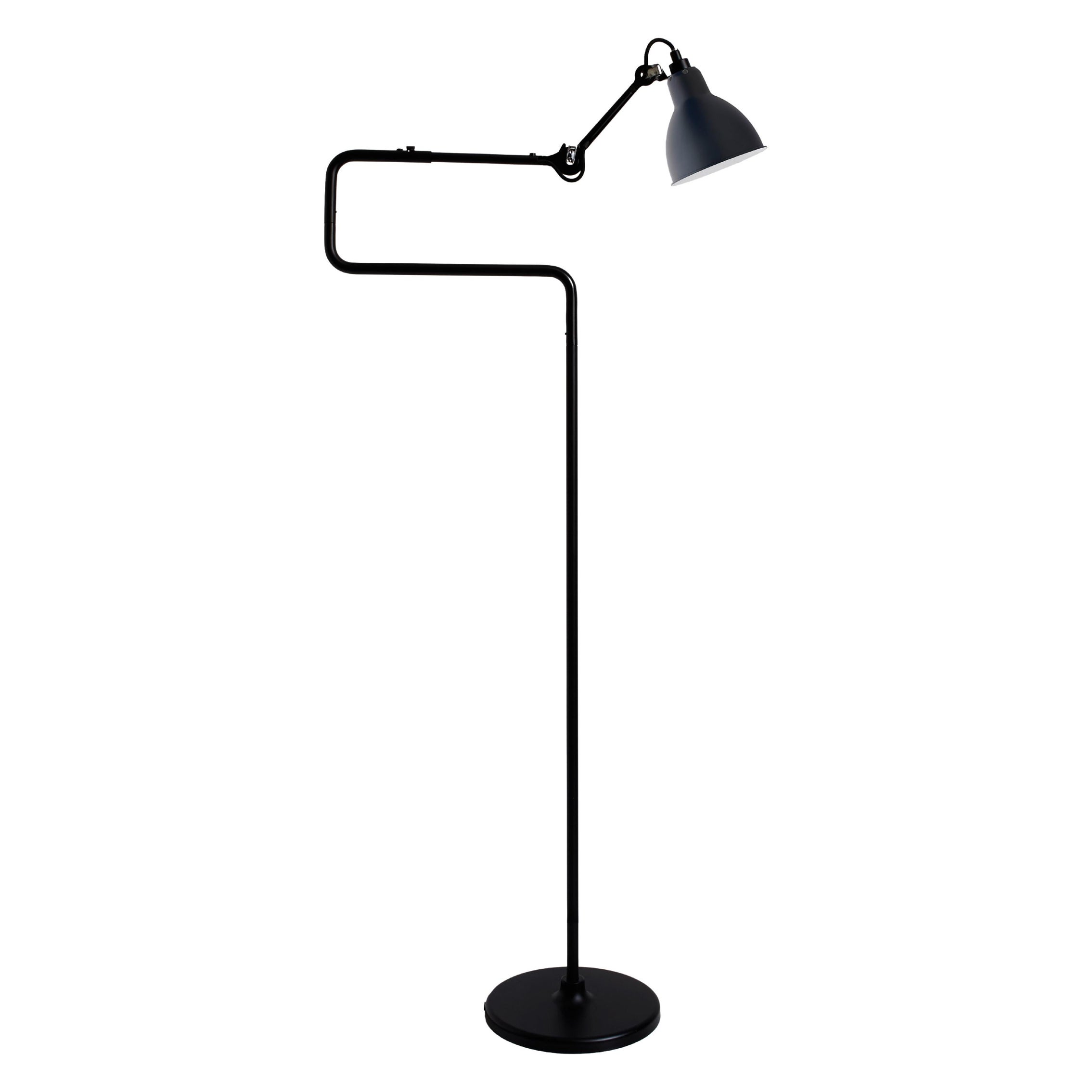 Blue Lampe Gras N° 411 Floor Lamp by Bernard-Albin Gras