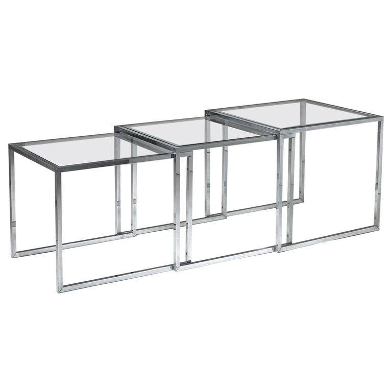 Set of Three Nesting Steel Tables For Sale at 1stDibs