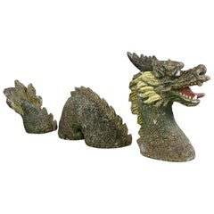 Vintage 1950s Welsh Dragon Statue from a Pembrokeshire Manor House