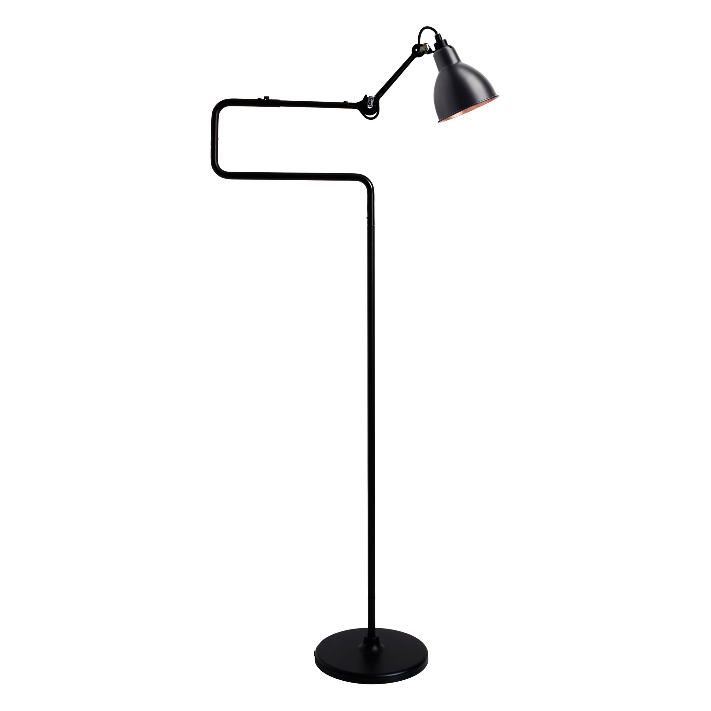 Black and Copper Lampe Gras N° 411 Floor Lamp by Bernard-Albin Gras For Sale