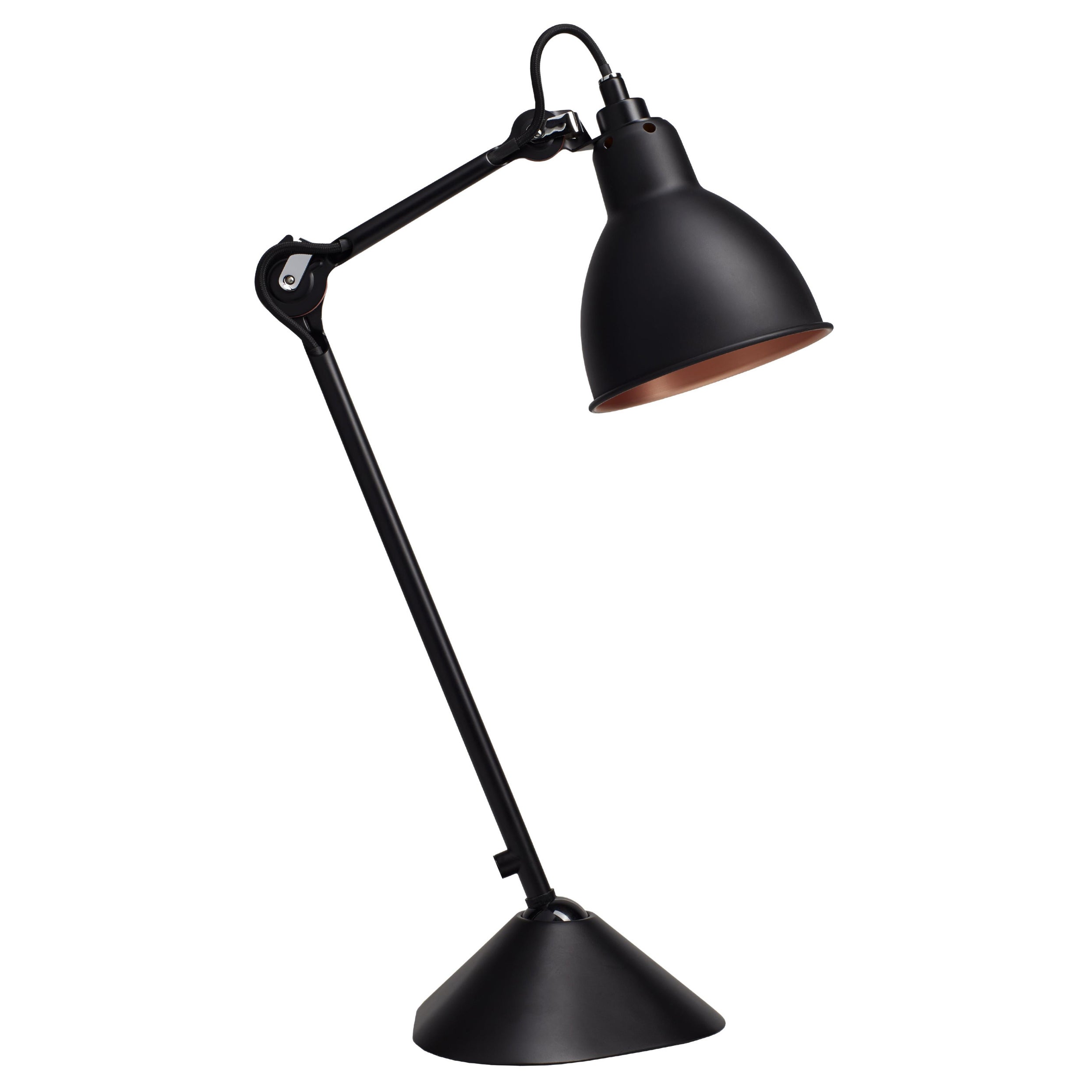 Lampe à poser noire et cuivre Lampe Gras N° 205 par Bernard-Albin Gras