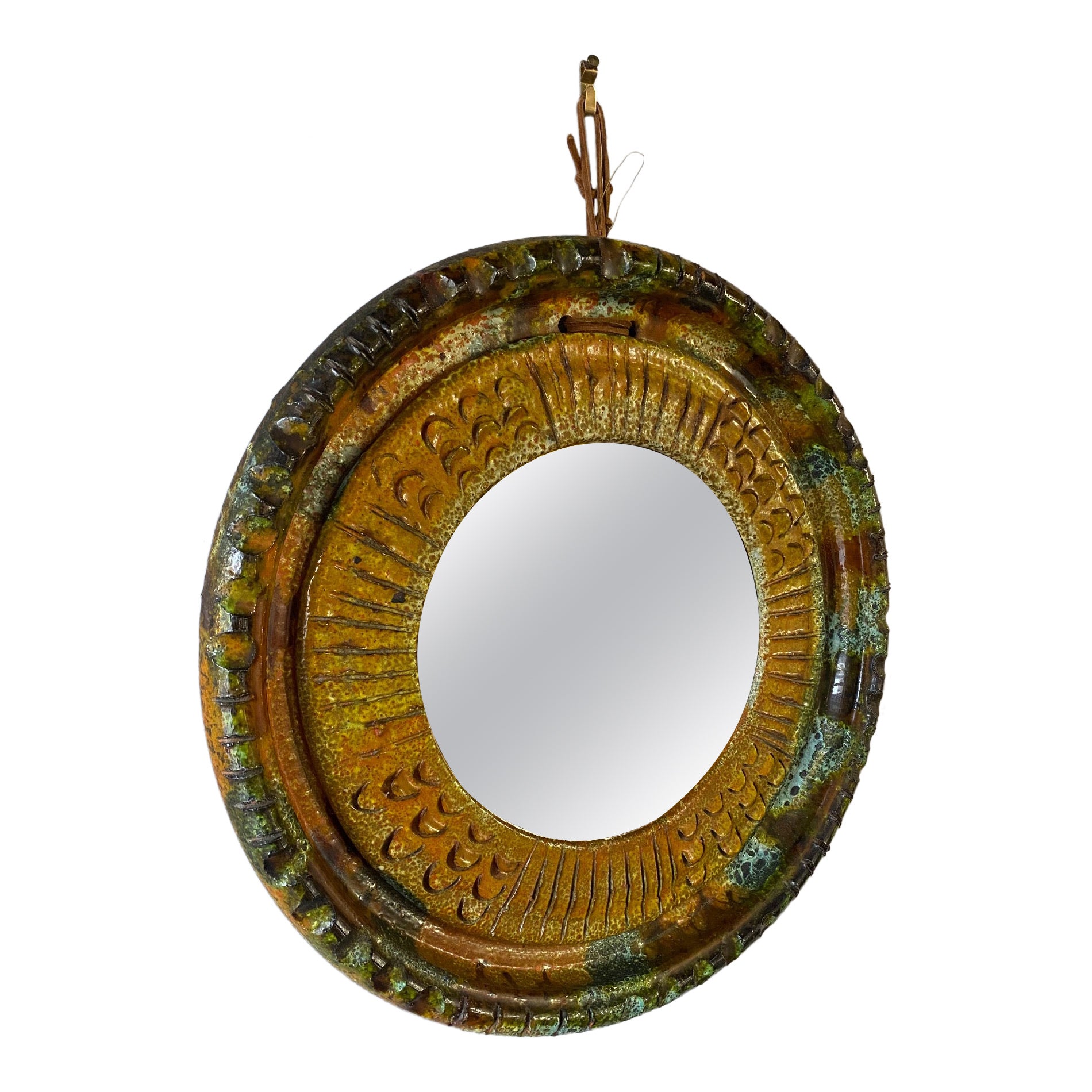 Ceramic Mirror by Claudio Pulli, Italy, 1960s For Sale