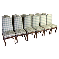 Set of Twelve Walnut Dining Queen Anne Style Dining Chairs