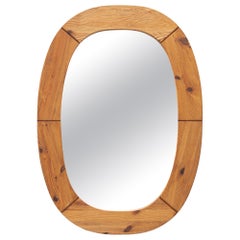 Retro Large Pine Wood Mirror by Glasmaster, Sweden, 1960