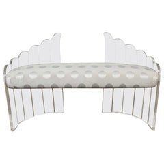 Late 20th Century Lucite Art Deco Hollywood Regency Sculptural Wing Bench