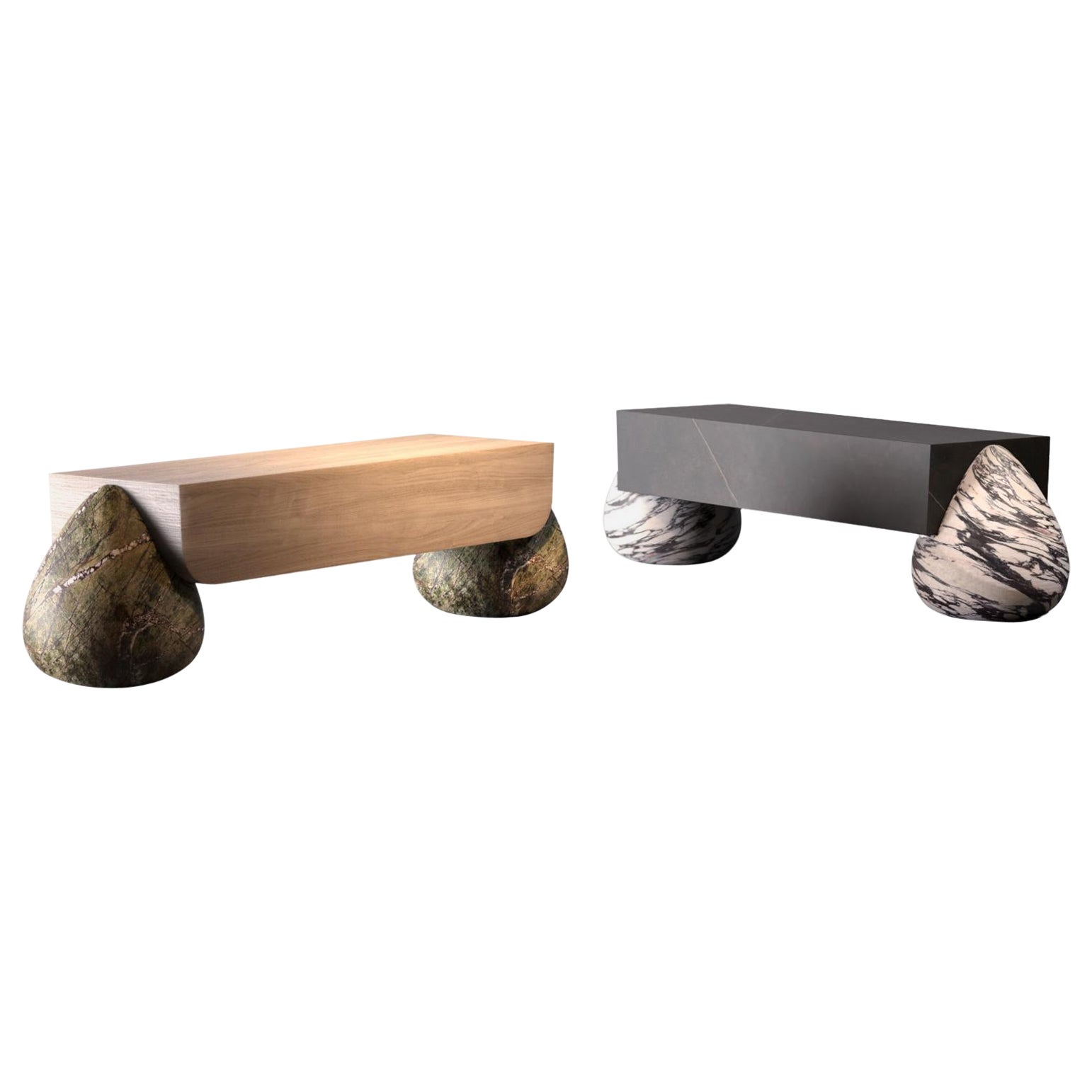 Set of 2 Flint Bench by Marmi Serafini For Sale