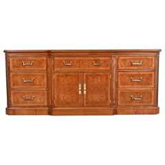 Drexel Heritage Hollywood Regency Burl Wood Dresser, Newly Refinished