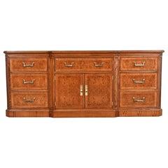 Drexel Heritage Hollywood Regency Burl Wood Dresser, Newly Refinished