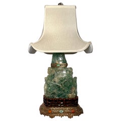 Antique Chinese Jade Quartz Lamp, circa 1890-1910
