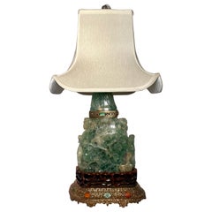 Antique Chinese Carved Fluroite Lamp, circa 1890-1910