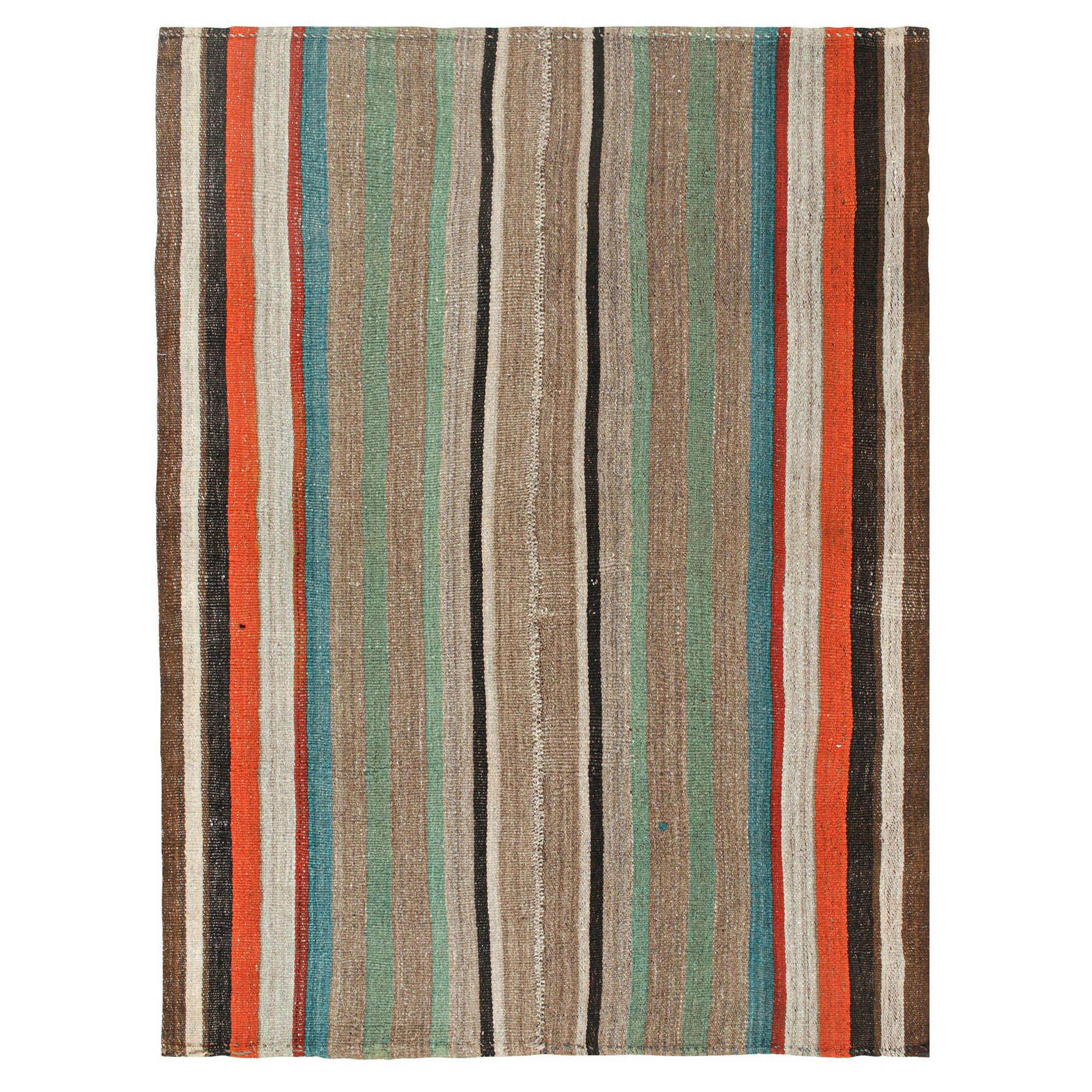 Vintage Persian Kilim with Vibrant Polychromatic Stripes