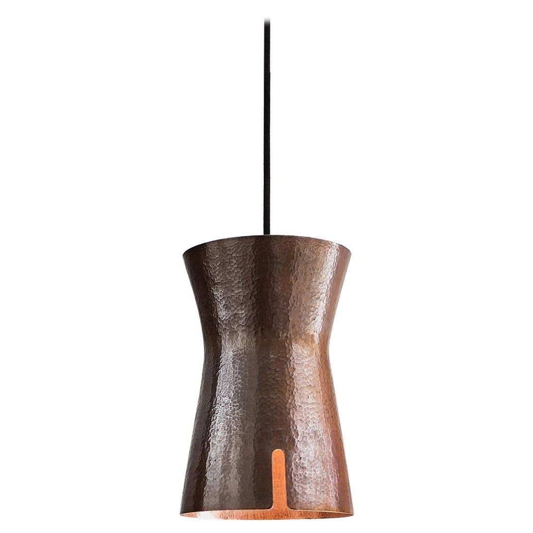 Hammered Copper Pendant Lamp Model C For Sale