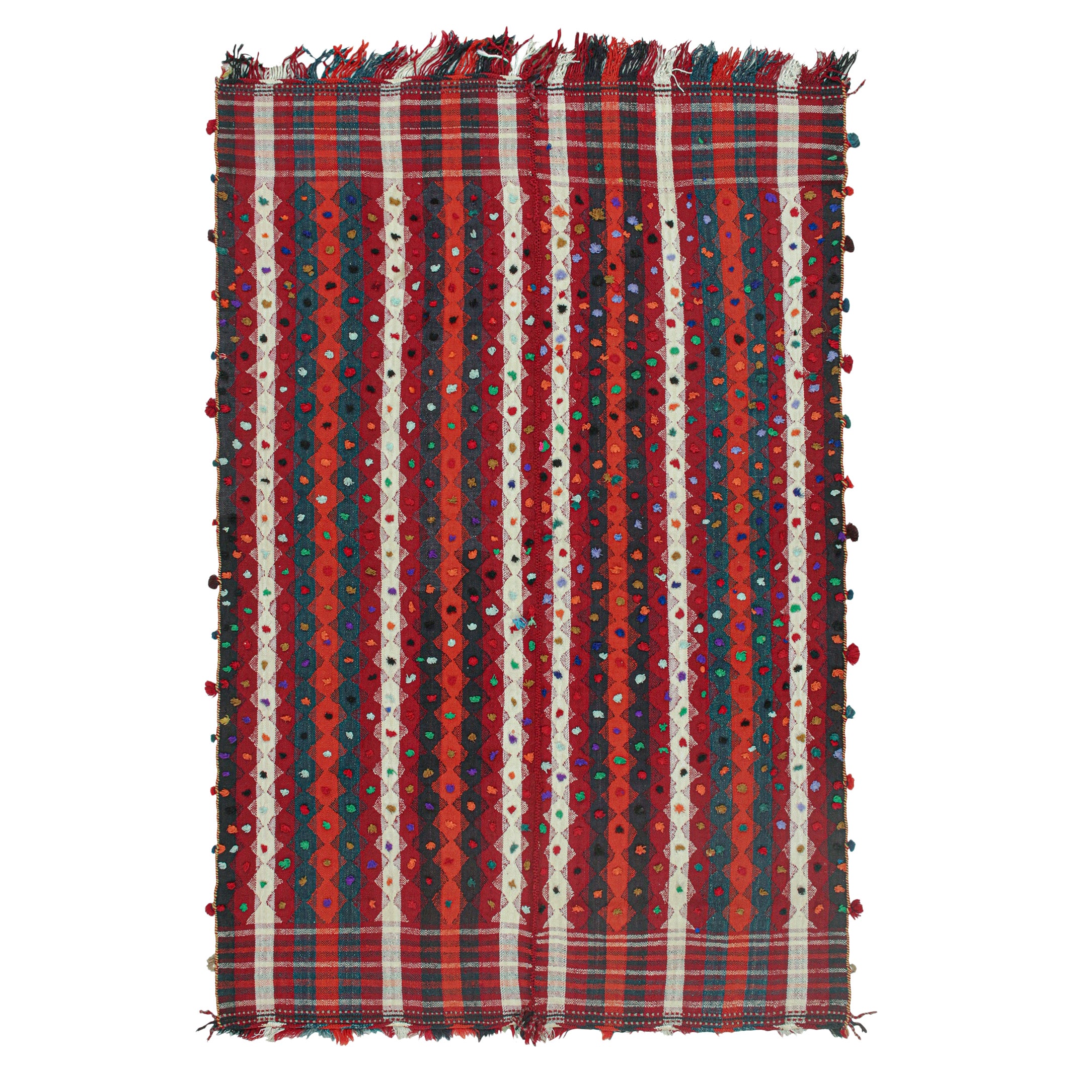 Vintage Persian Kilim with Stripes and Vibrant Textural Accents by Rug & Kilim