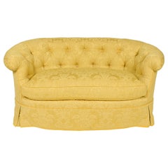 Deangelis Yellow Silk Damask Loveseat