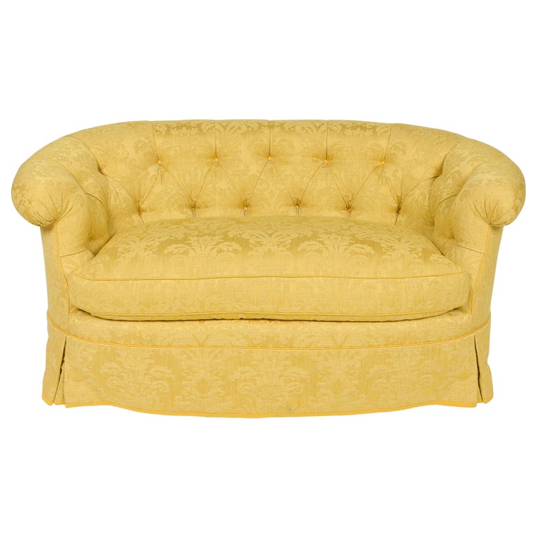 Deangelis Yellow Silk Damask Loveseat For Sale at 1stDibs