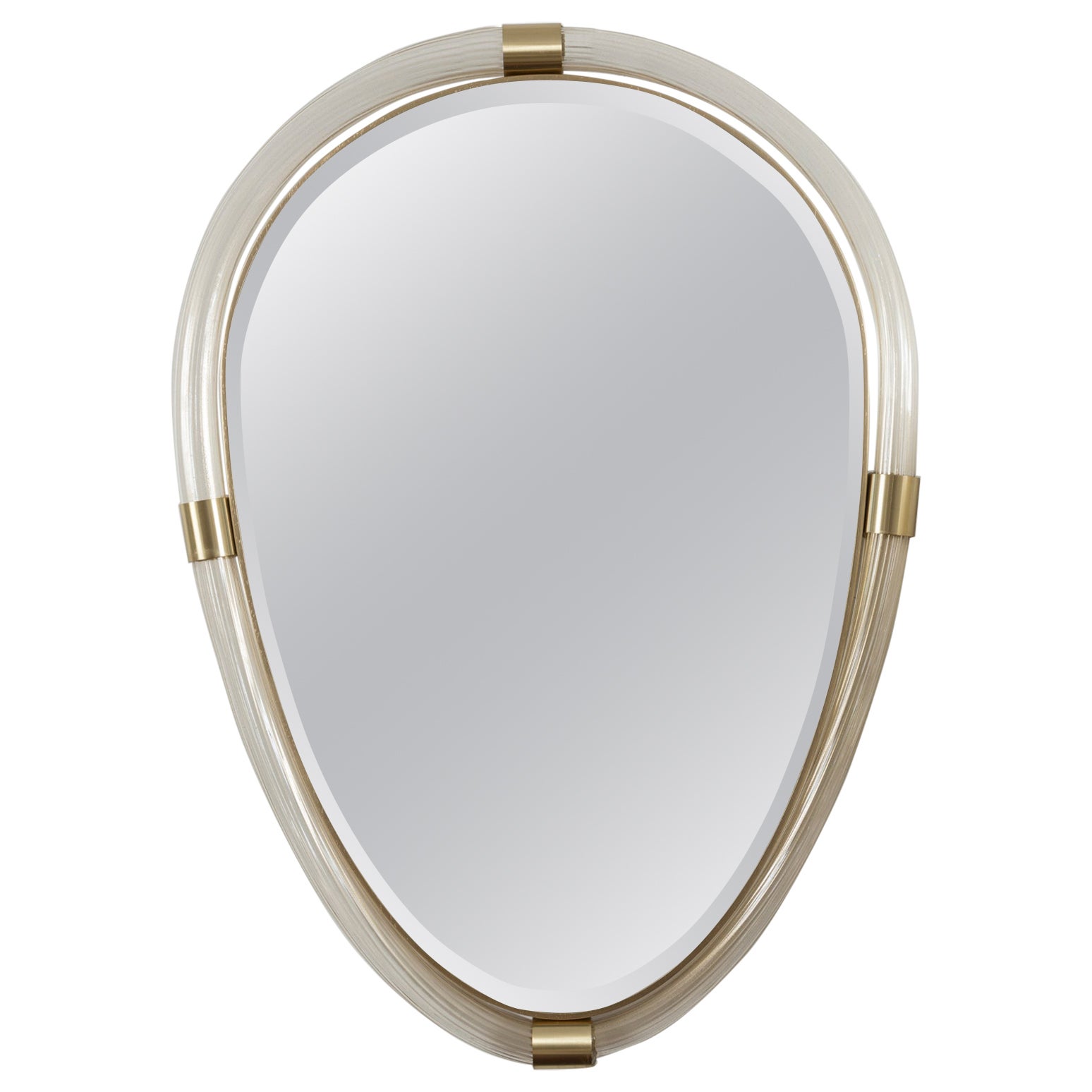 Artisan Murano Blown Gold Torchere Oval Mirror, Contemporary For Sale