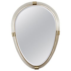 Artisan Murano Blown Gold Torchere Oval Mirror, Contemporary