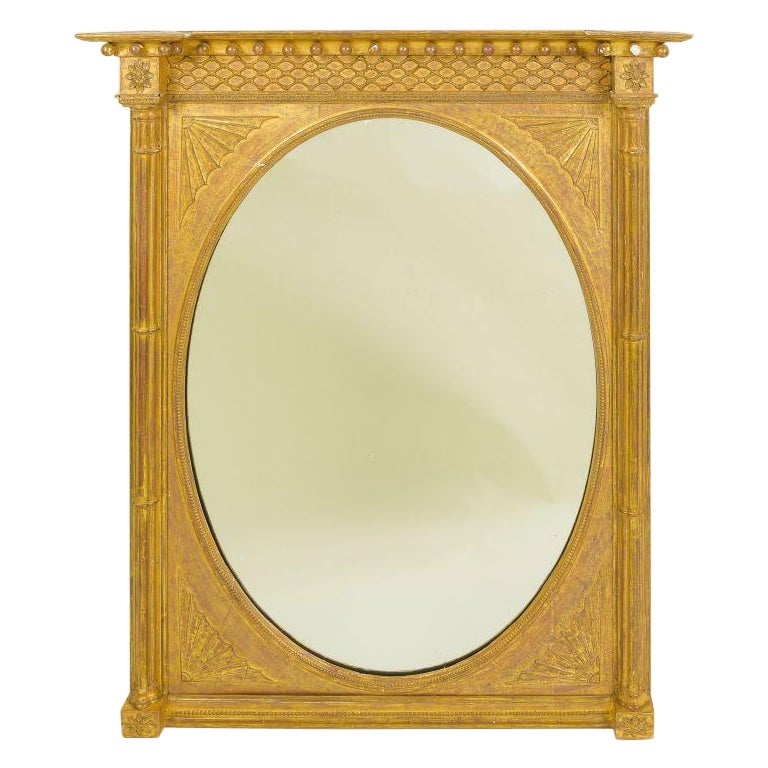 Regency-Spiegel aus Giltholz und Gesso mit Übermantel