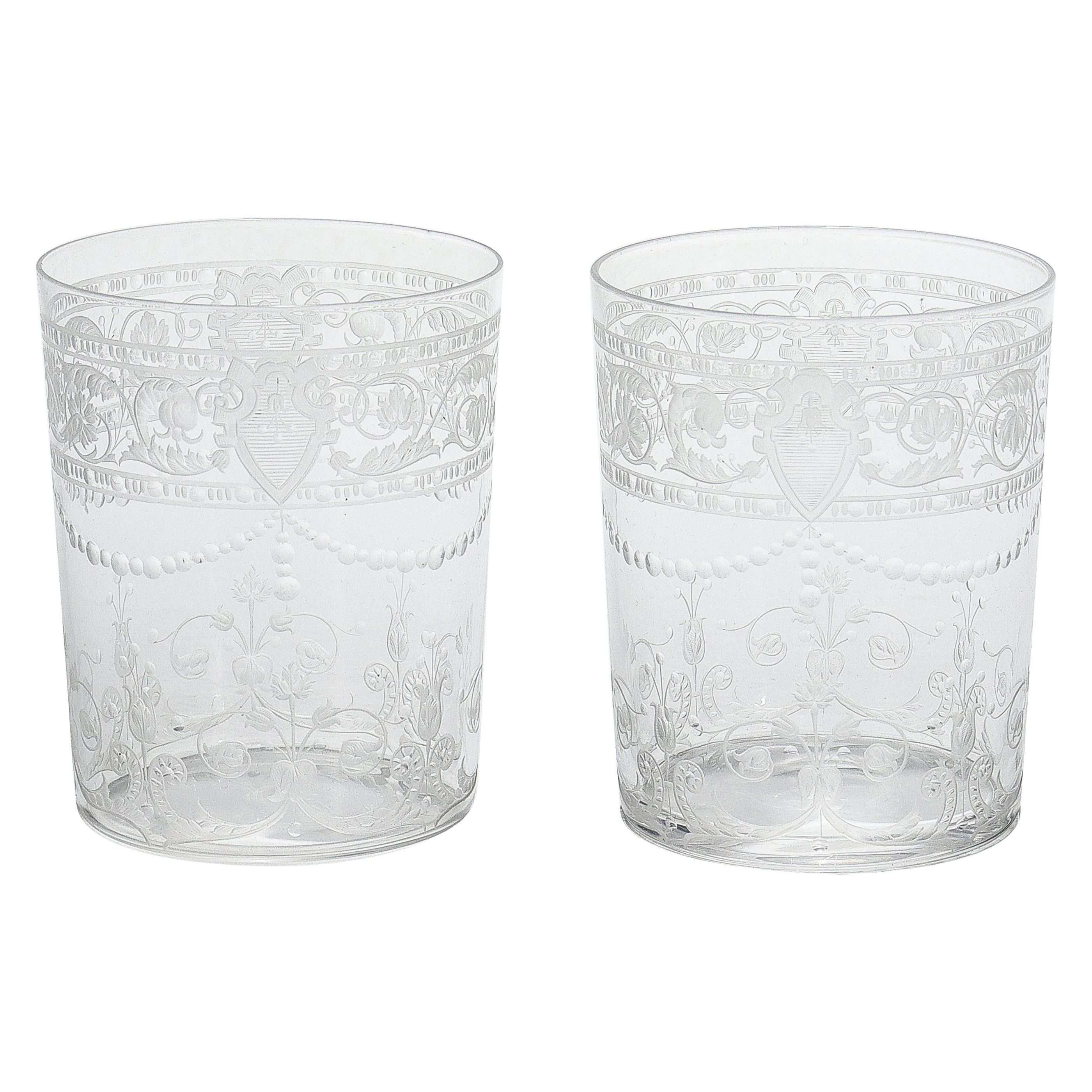 Faceted Green Glass Juice Cups, Set of 2 For Sale at 1stDibs green
