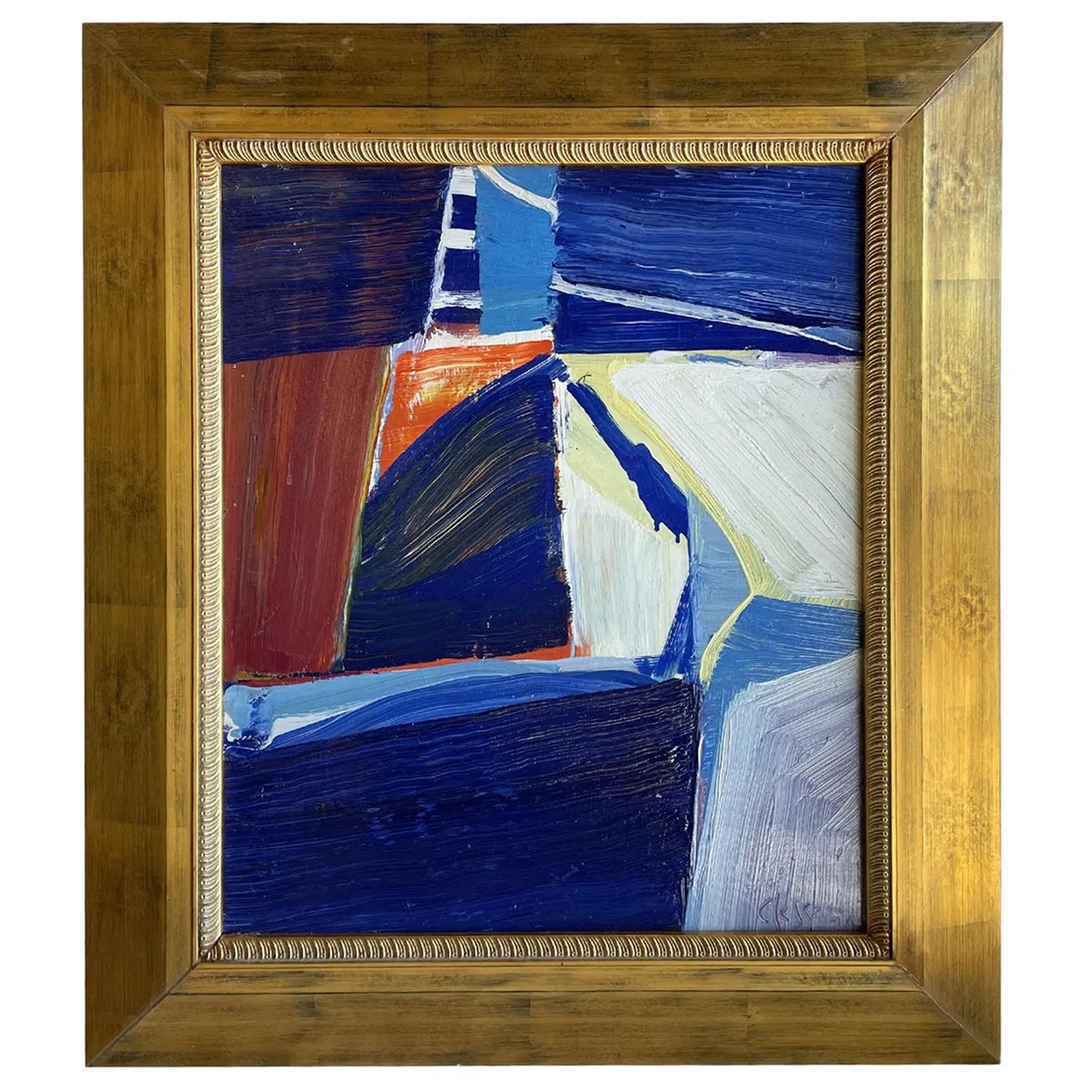 20th Century Blue French Abstract Oil Painting of a Color Field by Daniel Clesse For Sale