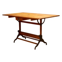 Grande table à dessin ancienne en bois et fonte de Dietzgen, vers 1930