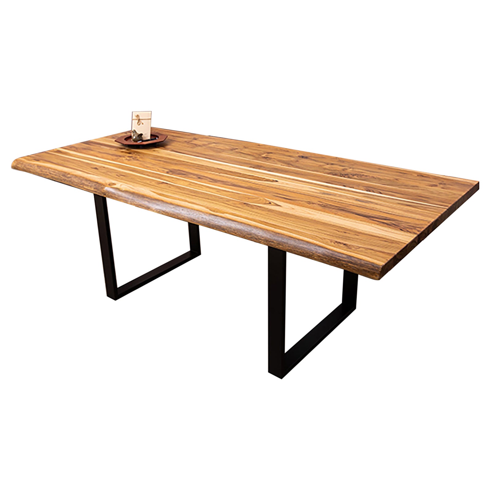 100% Solid Teak Live Edge Dining Table in Natural For Sale