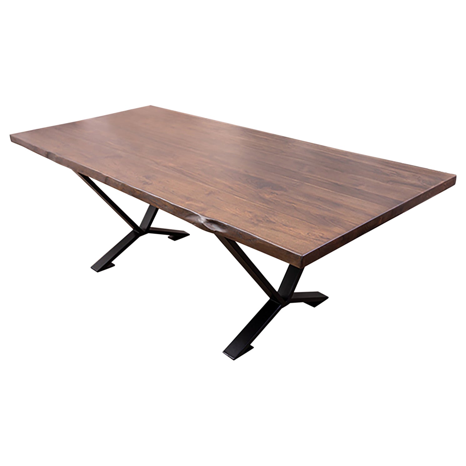 100% Solid Teak Live Edge Dining Table in Cocoa For Sale