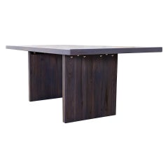 100% Solid Teak Dining Table in Anthracite, Color Chip Sample Available