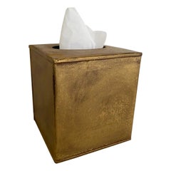 Hollywood Regency Style Antiqued Gold Tissue Box