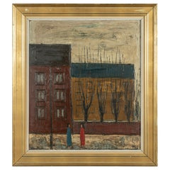 “Gadebillede Med Troer", Oil on Canvas, Framed, Signed by Peder Brøndum Sørensen