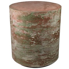 Geological Light Red and Green Concrete Art Stool, 'Lichen on Mars'