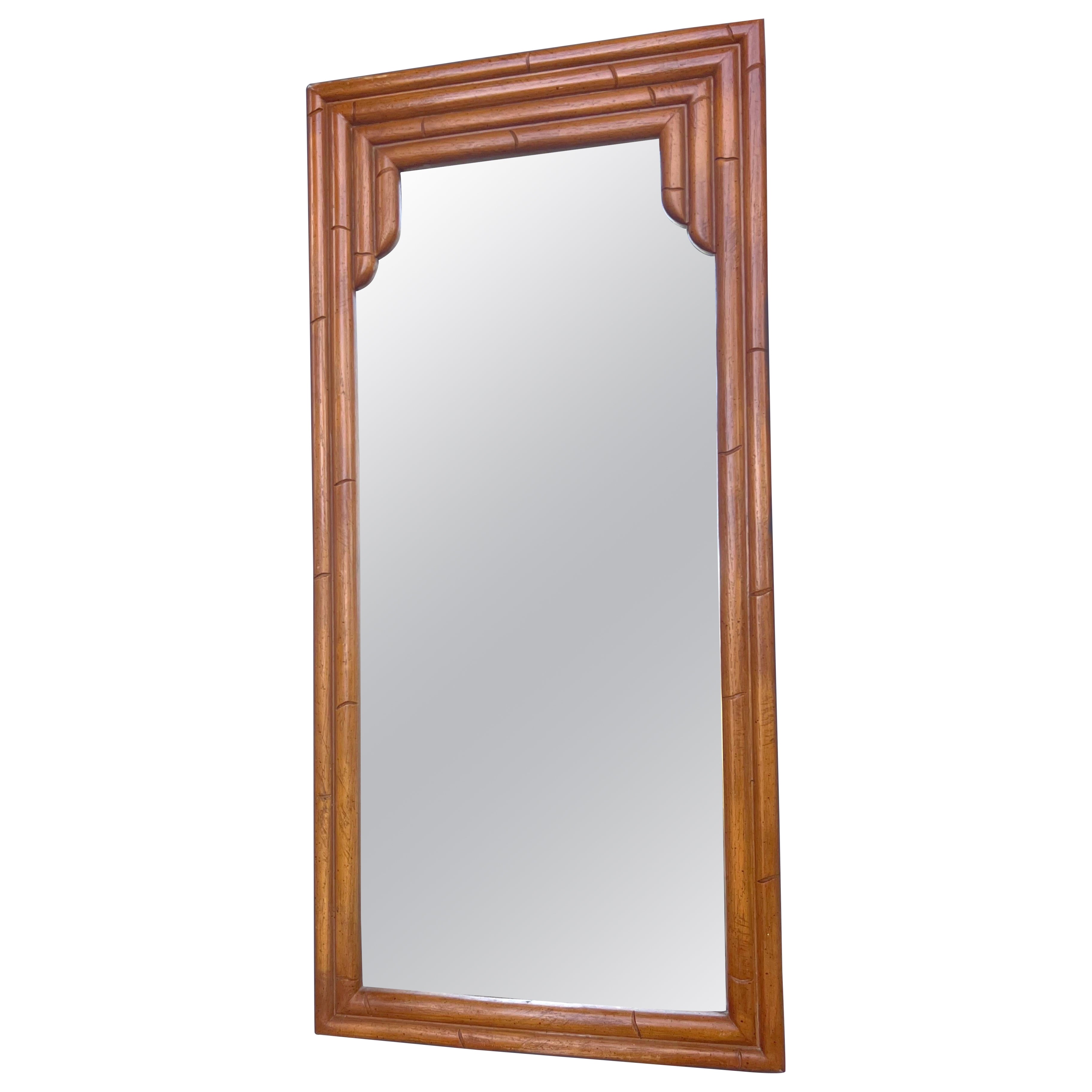 1970s Vintage Faux Bamboo Mirror in Natural Color For Sale