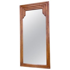 1970s Retro Faux Bamboo Mirror in Natural Color