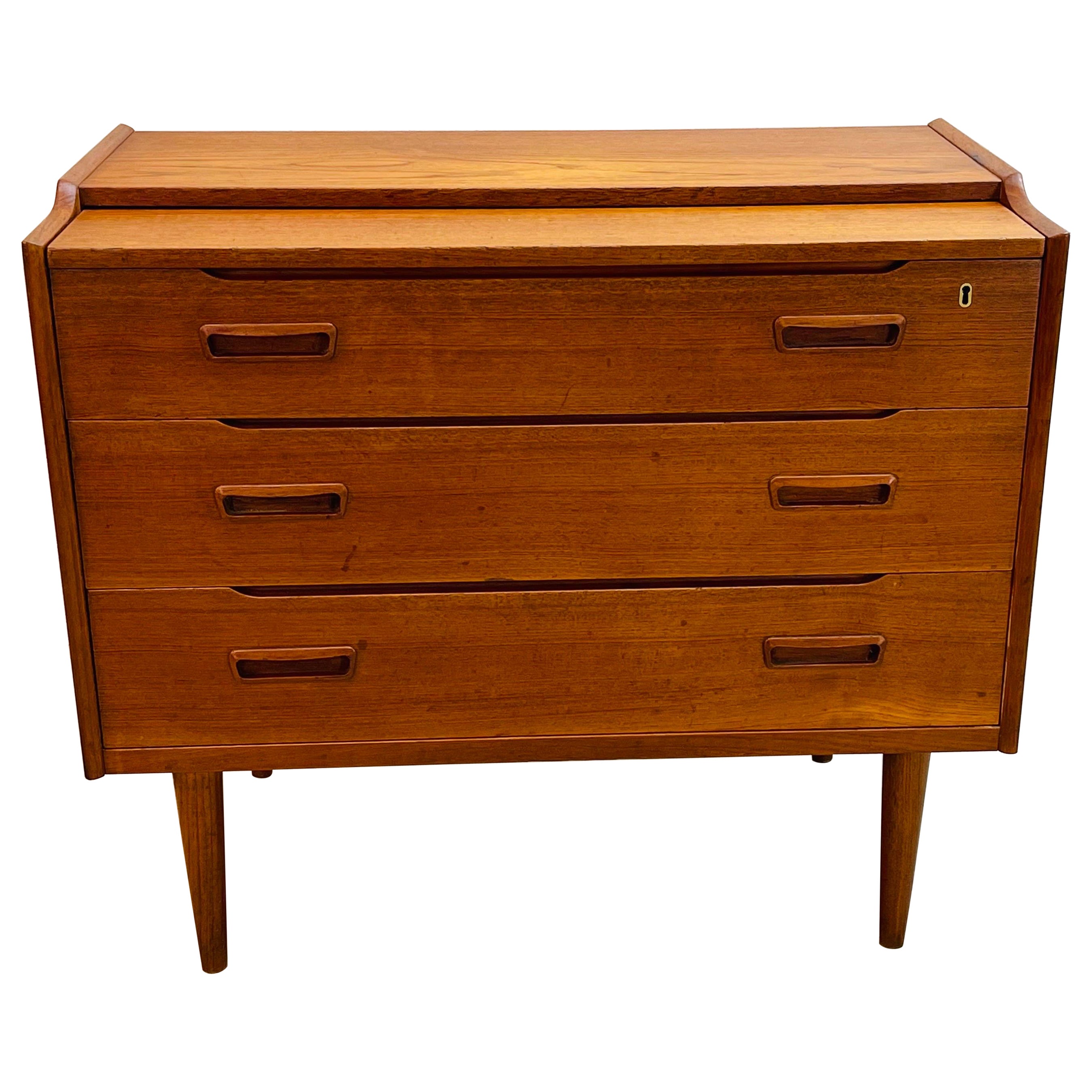 1960s Danish Teak Wood Vanity Cabinet For Sale