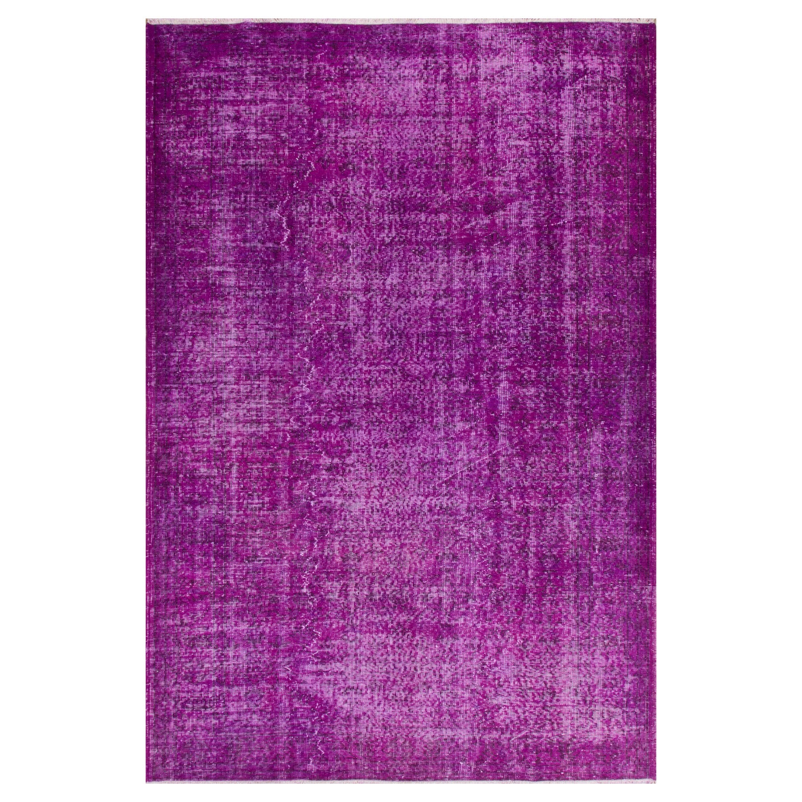 5.7x9.3 Ft Purple Handmade Modern Living Room Rug, Vintage Turkish Wool Carpet