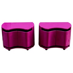 Retro Pair of Cyclamen Colour Lacquered Resin Night Stands by Benatti Italy, 1966