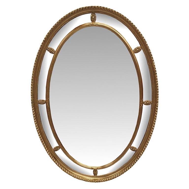 Fabulous Edwardian Giltwood Oval Hall Mirror For Sale at 1stDibs