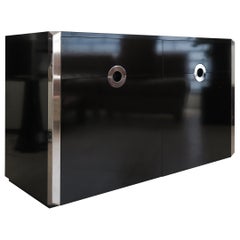 Vintage Willy Rizzo Black Credenza Sideboard for Mario Sabot, 1970s