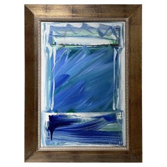20th Century Turquoise-Green French Abstract Oil Painting by Daniel Clesse